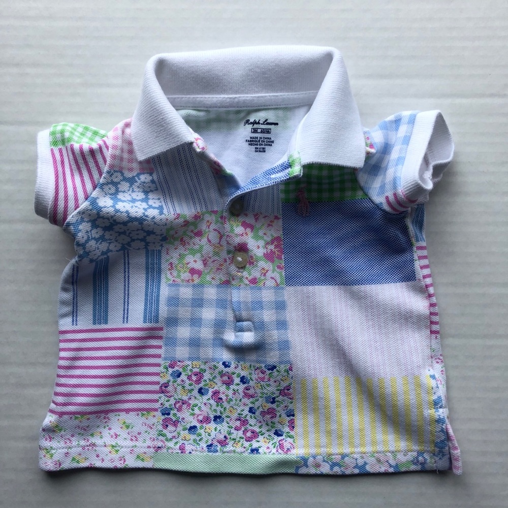 Ralph Lauren Square Block collared top baby Size3M